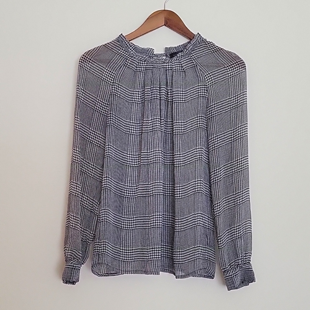 The Limited Sheer Houndstooth Long Sleeve Top size S